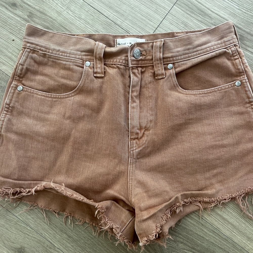 Madewell denim shorts in burnt orange 26